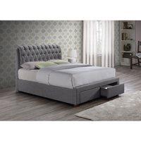 VALENTINO UPHOLSTERED BED WITH 2 DRAWERS in Grey by Birlea - Double