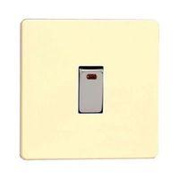 Varilight 20A 1-Way White Chocolate Single Switch with Neon