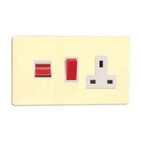 Varilight 45A Double Pole White Chocolate Cooker Switch & Socket with Comes with 13 A Switch Socket