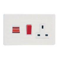 Varilight 45A Double Pole Ice White Cooker Switch & Socket with Comes with 13 A Switch Socket