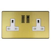 Varilight 13A Double Brushed Brass Effect Switch