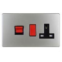 varilight 45a double pole satin cooker panel with 1x switch 2x screw