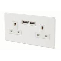 varilight 13a ice white unswitched socket 2 x usb