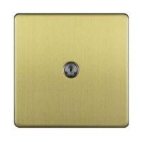 Varilight Low Profile Screwless Brushed Brass Effect Metal Co-Axial Socket