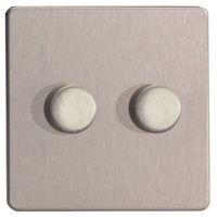 Varilight 2-Way Double Stainless Steel Effect Double Dimmer Switch