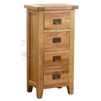 Vancouver Petite Oak Chest of Drawer - Tall 4 Drawer