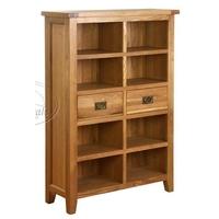 Vancouver Petite Oak Bookcase - Wide 2 Drawer