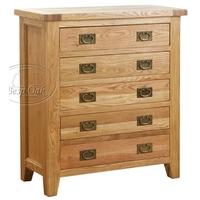 Vancouver Petite Oak Chest of Drawer 5 Drawers