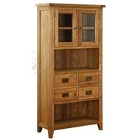 Vancouver Petite Oak Display Cabinet - 2 Door 4 Drawer