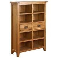 vancouver petite vsp oak wide bookcase 2 drawer