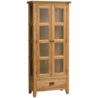 Vancouver Petite Oak Display Cabinet - Glazed 2 Door 1 Drawer