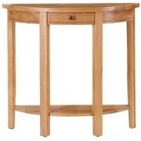 vancouver petite oak curved console table with drawer