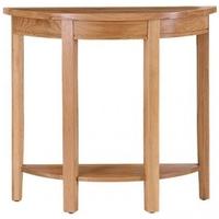 vancouver petite oak curved console table with shelf