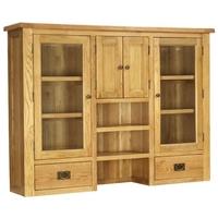 Vancouver Petite Oak Hutch - 4 Doors 2 Drawers Glazed