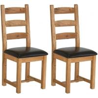 Vancouver Select Oak Dining Chair with Faux Leather Seat (Pair)