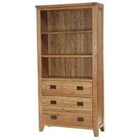 Vancouver Petite Oak Display Cabinet - 3 Drawers 2 Shelves