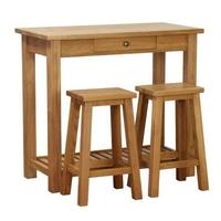 vancouver petite oak console table with 2 stool