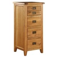 Vancouver Oak Chest of Drawer - 5 Drawer Slim