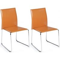 Vario Orange Regular Leather Dining Chair with Chrome Legs (Set of 4)