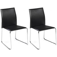 Vario Black Regular Leather Dining Chair with Chrome Legs (Set of 4)
