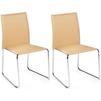Vario Beige Regular Leather Dining Chair with Chrome Legs (Set of 4)