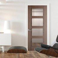Vancouver Chocolate Grey 4L Internal Door with Clear Safety Glass - Prefinished