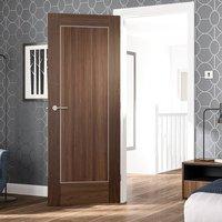 Varese Walnut Flush Door with Aluminium Inlay - Prefinished