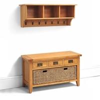 vancouver oak single basket shoe bench and shelf set