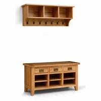 Vancouver Oak Shoe Storage Bench and Shelf Set