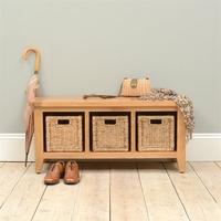 Vancouver Oak Storage Bench with Baskets