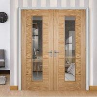 Vancouver Long Light Oak Door Pair - Clear Glass - Prefinished