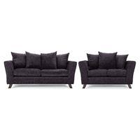 Valera Fabric 3 and 2 Seater Sofa Suite Charcoal