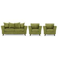 Valera Fabric 3 Seater Sofa and 2 Armchair Suite Olive