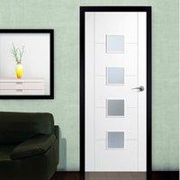 Vancouver White Primed Flush Door with Frosted Safety Glass