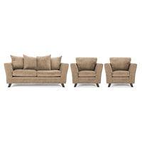 Valera Fabric 3 Seater Sofa and 2 Armchair Suite Mink