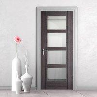 Vancouver Ash Grey 4L Internal Door with Clear Safety Glass - Prefinished