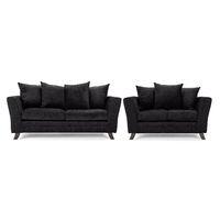 Valera Fabric 3 and 2 Seater Sofa Suite Black