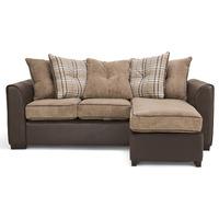 Valletri Fabric Corner Chaise Sofa Scatter Back Brown