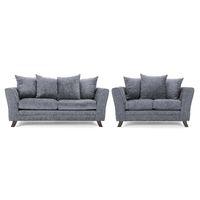 Valera Fabric 3 and 2 Seater Sofa Suite Silver