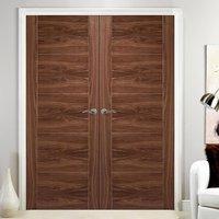 vancouver walnut 5 panel style flush door pair is pre finished