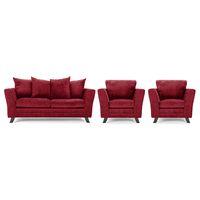Valera Fabric 3 Seater Sofa and 2 Armchair Suite Wine