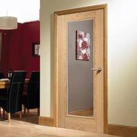Vancouver Oak 1L Fire Door with Clear Safety Glass is 1/2 Hour Fire Rated, Pre-finished