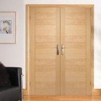 Vancouver Oak 5 Panel Style Flush Door Pair is Pre-finished