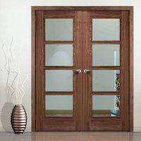 vancouver walnut 4l door pair with clear glass and pre finished