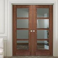 vancouver walnut 4l fire door pair with clear glass is 30 minute fire  ...