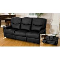 Valencia 3 seat reclining sofa black