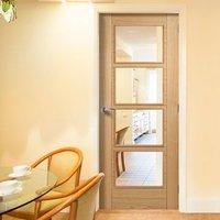 Vancouver Oak 4L Fire Door with Clear Glass is 1/2 Hour Fire Rated and Pre-finished