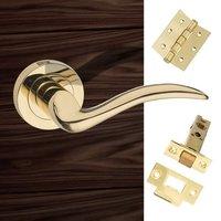 Valencia Mediterranean Fire Lever on Rose - Polished Brass Handle Pack