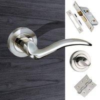 Valencia Mediterranean Bathroom Lever On Rose - Satin Nickel Handle Pack