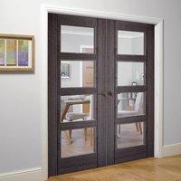 Vancouver Ash Grey 4L Internal Door Pair with Clear Safety Glass - Prefinished